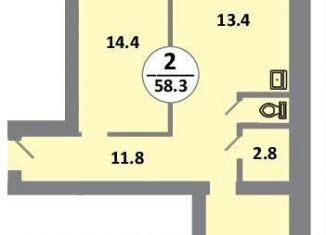 Продажа 2-комнатной квартиры, 59.4 м2, Красноярск, Советский район, Соколовская улица, 54