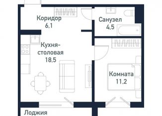 1-комнатная квартира на продажу, 40.3 м2, Челябинская область, Ласковая улица, 2