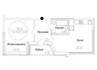 Продаю 1-комнатную квартиру, 55.9 м2, Тверская область