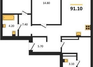 Продам трехкомнатную квартиру, 91.1 м2, Новосибирская область