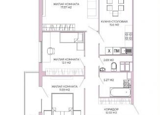 3-ком. квартира на продажу, 78.3 м2, Пензенская область, Побочинская улица, с17