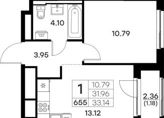 Продается 1-ком. квартира, 33.1 м2, Владимирская область, Тракторная улица, 43