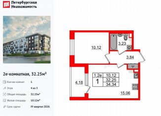 Продается однокомнатная квартира, 32.3 м2, Санкт-Петербург, метро Звёздная