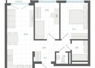 Продажа двухкомнатной квартиры, 53.7 м2, Екатеринбург, Ленинский район