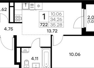 Продажа 1-ком. квартиры, 35.3 м2, Владимир, Тракторная улица, 43, Октябрьский район