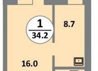 Продажа однокомнатной квартиры, 34.2 м2, Красноярск, Советский район, Соколовская улица, 54