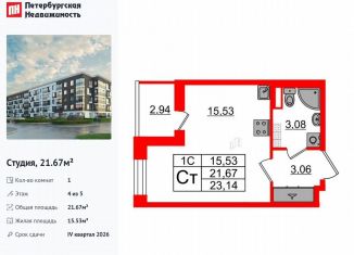 Квартира на продажу студия, 21.7 м2, Санкт-Петербург, Московский район