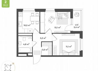 Продается 2-комнатная квартира, 49.5 м2, Тверь, Заволжский район