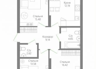 Продам трехкомнатную квартиру, 75.7 м2, Нефтекамск, улица Ленина, 84Б