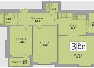 3-ком. квартира на продажу, 75.1 м2, Калининград, Московский район, Минусинская улица, 5