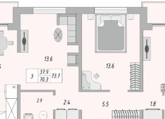 3-ком. квартира на продажу, 74 м2, Оренбург, ЖК Акварель, улица Братьев Хусаиновых, 6