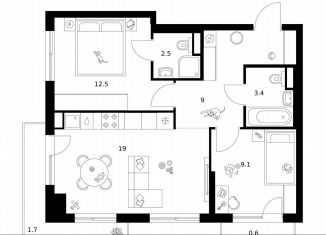 Продается 2-ком. квартира, 57.8 м2, Москва, район Очаково-Матвеевское