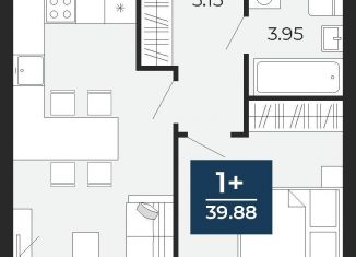 1-комнатная квартира на продажу, 39.9 м2, Тюмень, улица Фармана Салманова, 23