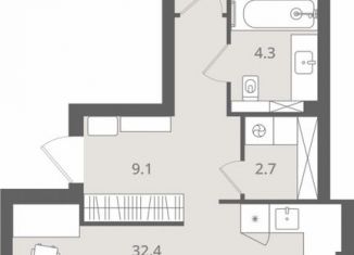 1-ком. квартира на продажу, 64 м2, Калининградская область, Стекольная улица, 41