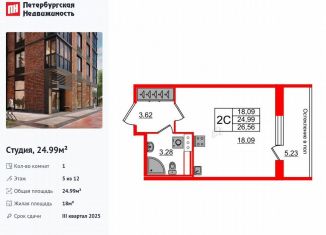 Квартира на продажу студия, 25 м2, Санкт-Петербург, Московский район