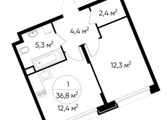 Продажа 1-ком. квартиры, 36.8 м2, деревня Рассказовка, деревня Рассказовка, 1