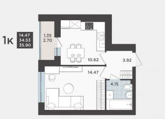 Продам 1-ком. квартиру, 35.9 м2, Калининград, Арсенальная улица, 31к2, Ленинградский район