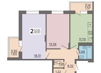 Продаю 2-ком. квартиру, 60.7 м2, Воронеж, Советский район, Острогожская улица, 164