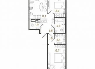 Продажа 2-комнатной квартиры, 59.1 м2, Санкт-Петербург, метро Озерки