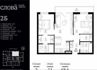 Продается 2-ком. квартира, 68.6 м2, Астрахань, Туркестанская улица