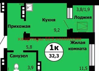 Продам 1-ком. квартиру, 32.3 м2, Красноярск, Октябрьский район, Лесопарковая улица, 43