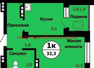 Продается однокомнатная квартира, 32.3 м2, Красноярск, Октябрьский район, Лесопарковая улица, 43