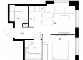 Продажа однокомнатной квартиры, 35.8 м2, Москва, ЗАО