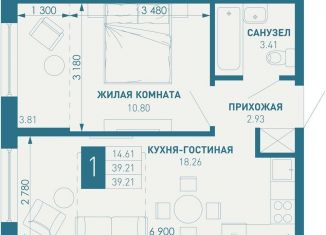 Продам однокомнатную квартиру, 39.2 м2, Краснодарский край