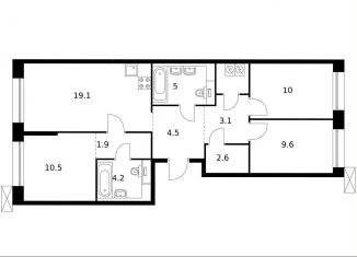 Продается 3-комнатная квартира, 76.5 м2, Санкт-Петербург, жилой комплекс Аэронавт, 1, метро Лиговский проспект