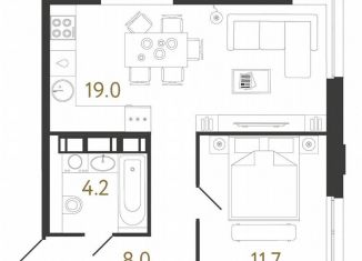 Продам 1-комнатную квартиру, 42.9 м2, Санкт-Петербург, метро Озерки