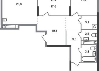 Продается 3-комнатная квартира, 98.9 м2, деревня Рассказовка, деревня Рассказовка, 2