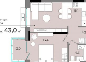 Продам 1-комнатную квартиру, 43 м2, Удмуртия, улица имени В.С. Тарасова, 6