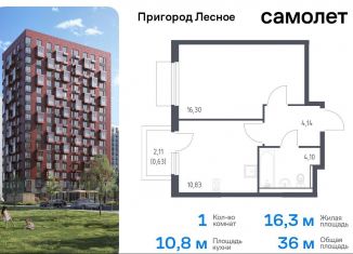 Однокомнатная квартира на продажу, 36 м2, Московская область, микрорайон Пригород Лесное, к18