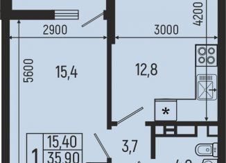 Продается 1-комнатная квартира, 37.4 м2, Адыгея