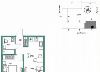 Продажа 2-комнатной квартиры, 37 м2, Тюмень, Калининский округ, Ярославская улица, 9к1