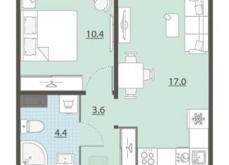 Продается 1-комнатная квартира, 35.4 м2, Екатеринбург, улица Архитектора Белянкина, ЖК Меридиан