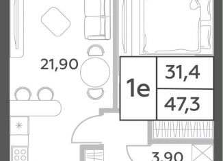 Продам 2-ком. квартиру, 47.3 м2, Москва, район Раменки, проспект Генерала Дорохова, вл1к1