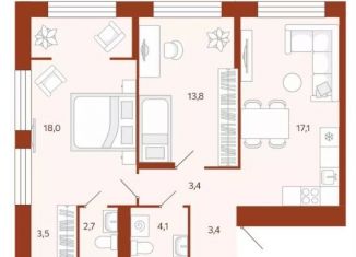 Продается двухкомнатная квартира, 66 м2, Тюмень, Ленинский округ, улица Новаторов, 30