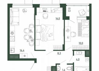 Продается 2-комнатная квартира, 57.7 м2, Воронеж, Железнодорожный район