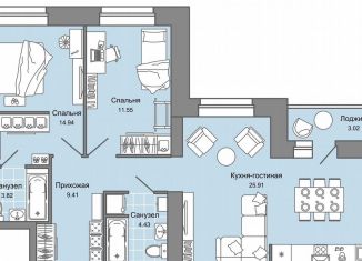 Продам 3-ком. квартиру, 72 м2, Киров, Ленинский район