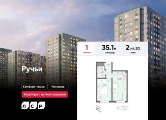 1-ком. квартира на продажу, 35.1 м2, Санкт-Петербург, муниципальный округ Полюстрово