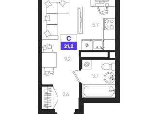 Продам квартиру студию, 21.2 м2, Екатеринбург, метро Ботаническая, улица Патриса Лумумбы, 54