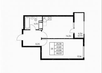 Продажа 1-комнатной квартиры, 46 м2, Ростов-на-Дону, улица Нансена, 103/1/6, ЖК Звезда Столицы