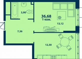 1-ком. квартира на продажу, 36.7 м2, Уфа, Ленинский район