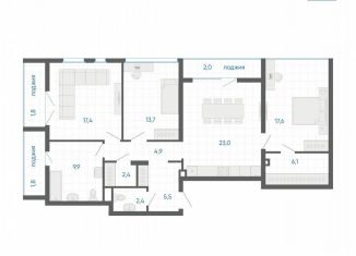 Продаю трехкомнатную квартиру, 108.5 м2, Екатеринбург, метро Чкаловская, улица Академика Парина, 12/6