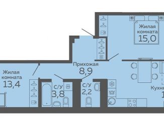 Продается двухкомнатная квартира, 63.8 м2, Екатеринбург, Октябрьский район