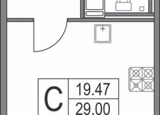 Продажа квартиры студии, 29 м2, Санкт-Петербург, муниципальный округ Комендантский Аэродром, Богатырский проспект, 2А