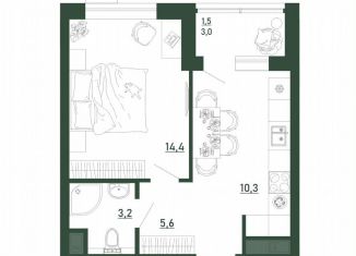 Продам 1-ком. квартиру, 35 м2, Воронеж, Железнодорожный район