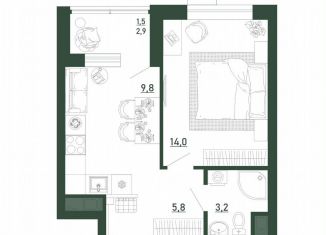 Продаю 1-ком. квартиру, 34.3 м2, Воронеж, Железнодорожный район