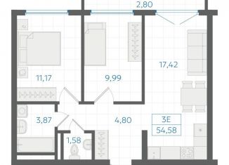 Продажа 2-ком. квартиры, 52.6 м2, Екатеринбург, Ленинский район